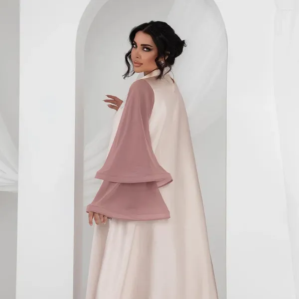 Abbigliamento etnico Abaya per eleganti donne musulmane Abito lungo lungo con diamanti in raso Turchia Dubai Islam Arabo Eid Abito da sera per feste Kaftan Jalabiya