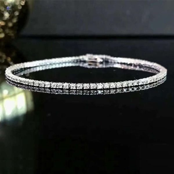 Xinfly Ucuz 18K Katı Altın Hip Hop 1Carat Diamond Square Moda Tenis Zincir Bilezik Erkekler