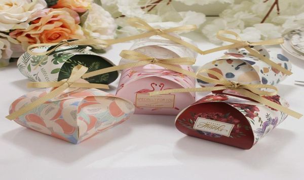 Nova chegada suportes de favor caixas de doces de casamento com fita 5 cores originalidade caixas de presentes de papel chá de bebê festa de aniversário decorat2908988