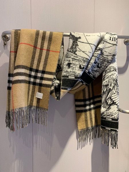 Karierter Schal aus Kaschmirwolle mit luxuriöser und vielseitiger Haptik, doppelseitig verdickter warmer Schal und Schallänge 210–45 cm
