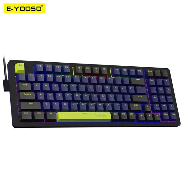 Eyooso z94 teclado mecânico usb para jogos, com fio, monocromático, retroiluminado, 94 teclas, russo, brasileiro, português para computador, laptop, pc 240229