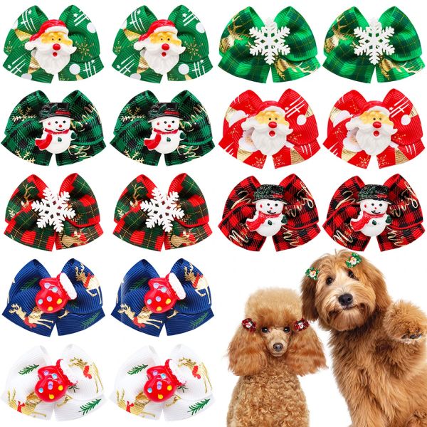 Aksesuarlar 50/100 PCS Köpek Yayları Kauçuk Bantlar Noel Saç Yayları Evcil Köpek Saç Aksesuarları Küçük Köpek Kedi Saç Yayları Köpek Aksesuarları