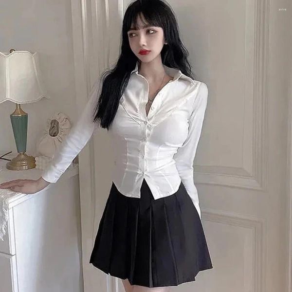 Damenblusen Japan Korean JK Uniformen Pure Desire Weiße Damen-Hemdbluse Frühling Herbst College Slim Fit Spicy Girl Langarmunterteil