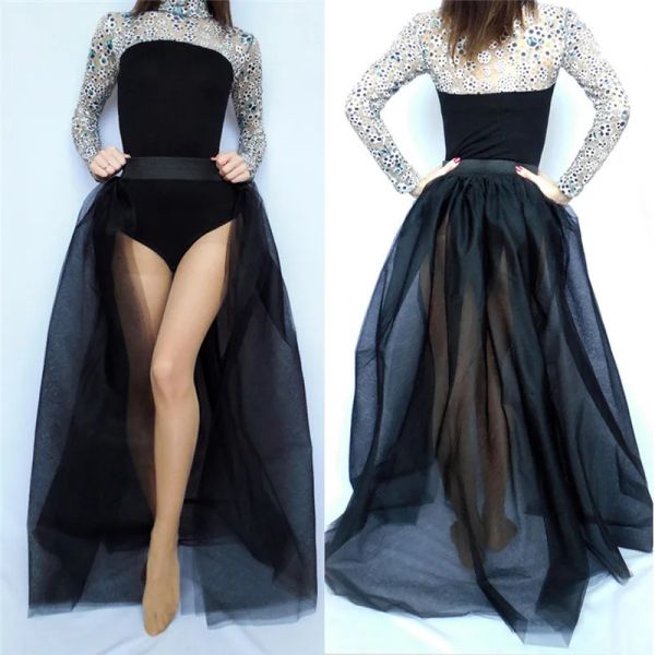 Юбка Xingqing, модная женская модная прозрачная фатиновая юбка-пачка, длинная юбка, Свадебная вечеринка, выпускной, принцесса, бинты, сетчатые юбки макси, черный, красный, белый