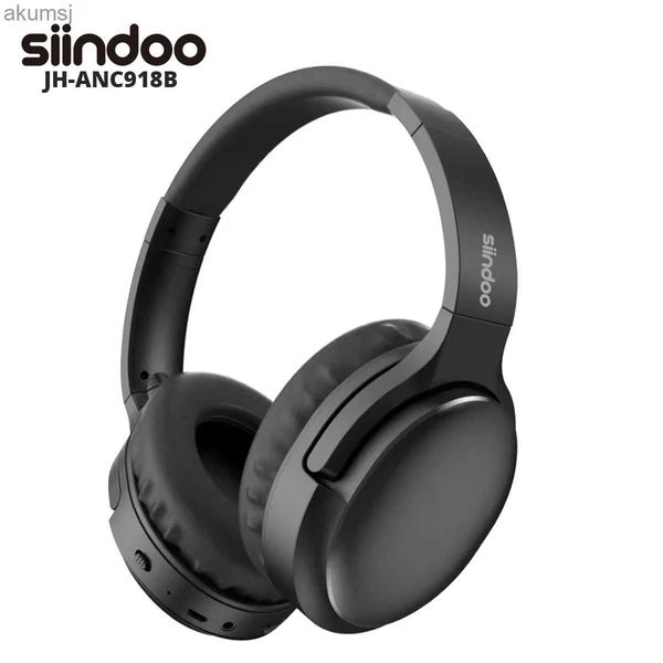 Fones de ouvido de telefone celular Siindoo ANC918B com cancelamento de ruído ativo HiFi fone de ouvido estéreo sem fio Bluetooth fone de ouvido sobre a orelha com microfone graves profundos para PC TV YQ240304