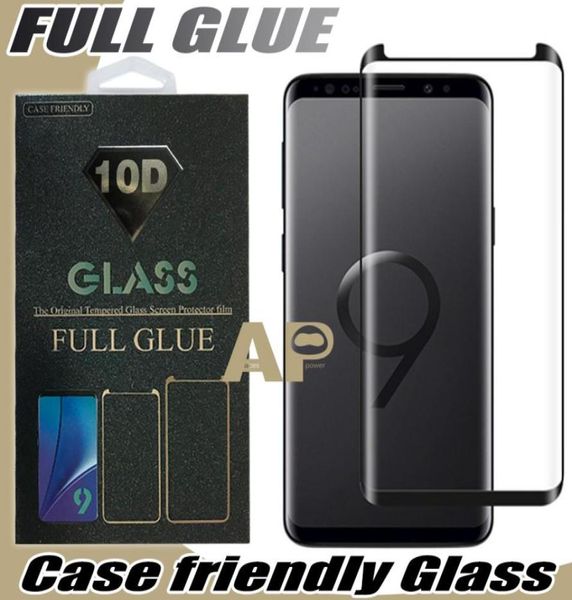 Protetores de tela de cola adesiva completa Caso amigável vidro temperado 3D curvado para Samsung Galaxy S21 S20 Ultra S10 S9 Nota 10 9 S8 P5979823