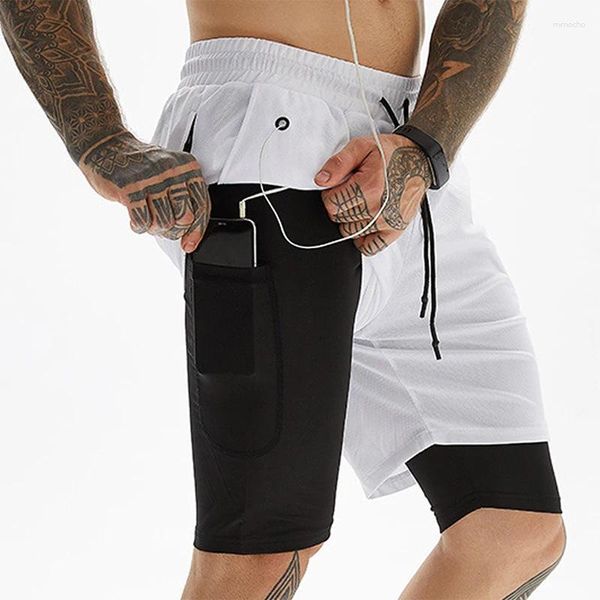 Shorts masculinos de alta qualidade logotipo personalizado sportswear treino bolsos com zíper 2 em 1 correndo jogger fitness ginásio para homem