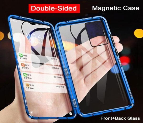 Металлический чехол с магнитной адсорбцией для Galaxy S20 S8 S9 S10 Plus Note 20 8 9 10 A10 A50 A51 A71, двухсторонняя стеклянная крышка для мобильного телефона Ca2142364