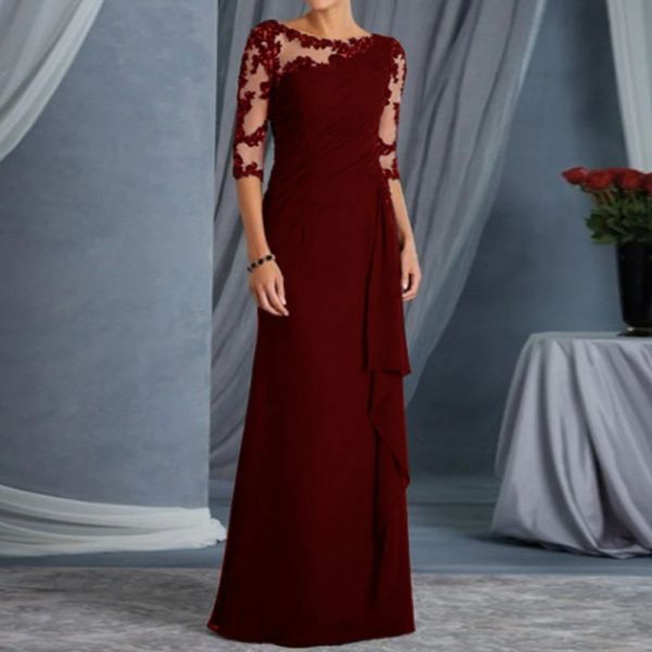 Платье 2023 Бальные платья Черное вечернее женское платье для матери невесты с рукавами и аппликациями Шифоновое королевское синее свадебное платье для гостей Vestido Vestido Y2k