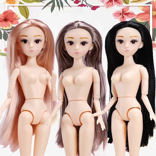 30cm boneca lindas meninas 3d olhos princesa modelo bjd plástico brinquedo diy para crianças 240301