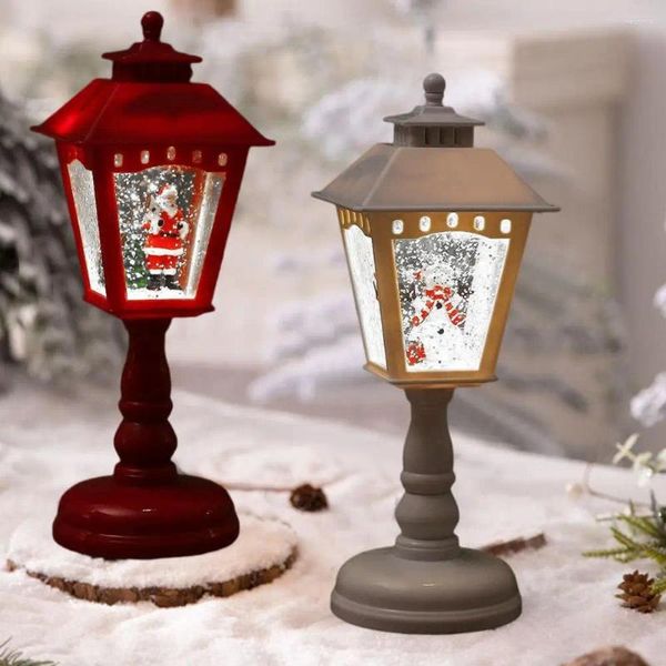 Luci notturne Natale Snow Globe Lanterna LED Acqua scintillante Decorazione lampada di Babbo Natale
