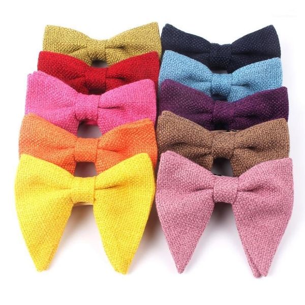 Erkek Kadife Vintage Bow Tie Erkekler için Kadın Smokin Sekretli Düz Renk Büyük Bowtie Bowknot Yetişkin Erkekler Bowties Cravats Sarı Tie1229r