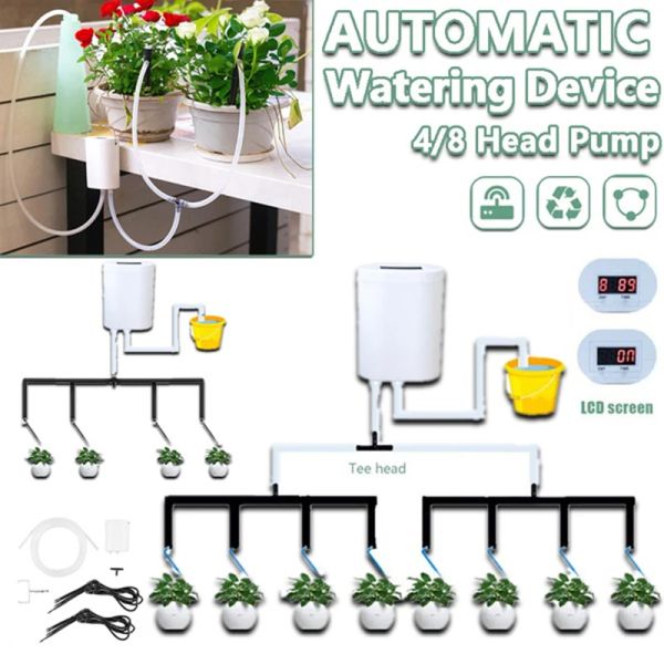 Pulverizadores 2/4/8 cabeças sistema de temporizador de bomba de jardim varanda controlador de bomba de rega automática dispositivo de irrigação por gotejamento flores plantas casa sprinkler