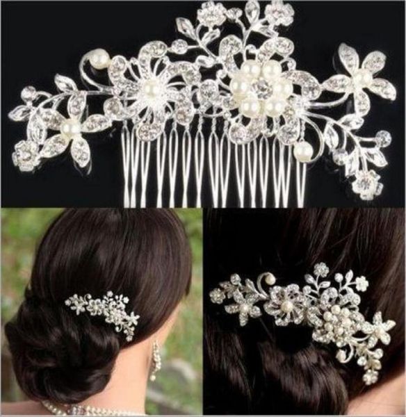 Elegante pettine per capelli da sposa perla design fiore di cristallo fermaglio per capelli pettine laterale perno copricapo da sposa accessorio per capelli da sposa da donna5905138