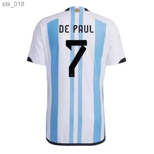 Camisas de futebol 2024 Argentina Futebol Fãs Jogador Versão MAC ALLISTER DYBALA PAUL Homens e Mulheres Camisa CriançasH2434