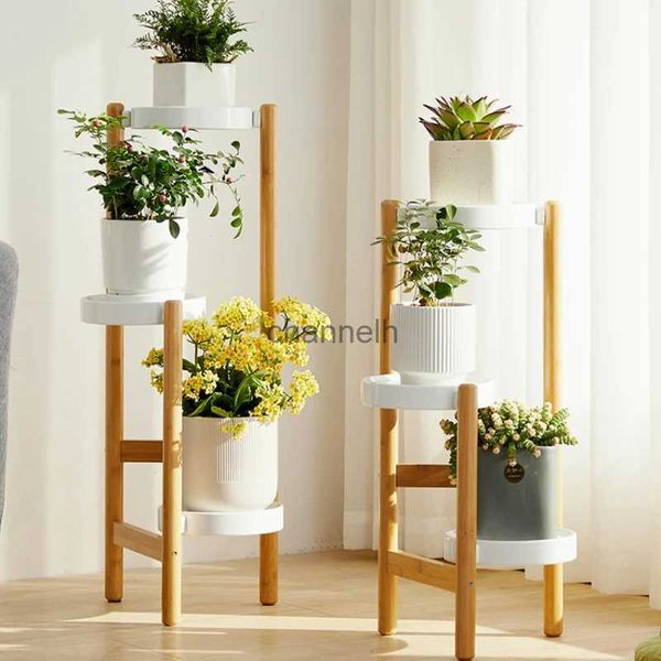 Outros edifícios de jardim Prateleiras de flores multicamadas simples Sala de estar do chão ao teto Interior Nan Bamboo Plant Stand Creative Varanda Flower Pot Holder YQ240304