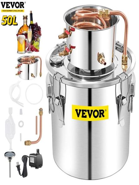 Startseite Weinherstellungsmaschinen VEVOR 50L Moonshine Destillierapparat Alkoholbrenner mit Wasserpumpe Edelstahl Kupfer DIY Brauen Ätherisches Ethanol 3640287