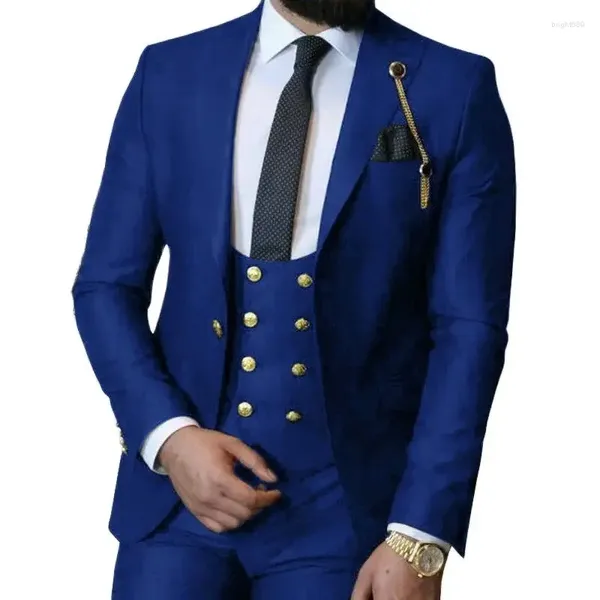 Herrenanzüge Business Slim Fit Formale Männer mit zweireihiger Weste im italienischen Stil Bräutigam Smoking für Hochzeit 3-teiliges Kostüm 2024