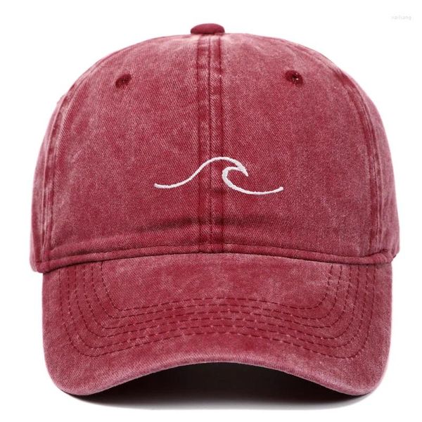 Ball Caps Gewaschen Papa Hut Für Frauen Baumwolle Stickerei Wellenlinie Baseball Kappe Männer Hip Hop Snapback Meer Sport