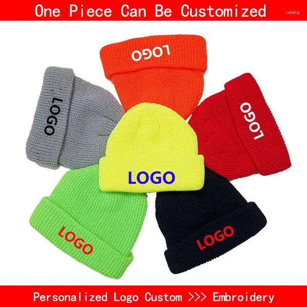 Berets logotipo personalizado beanie diy personalizado design bordado outono inverno quente chapéus de malha para homens mulheres equipe marca personalizar crânio