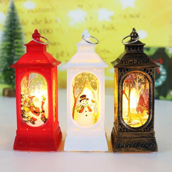 Decorações de natal santa lanterna vento luzes boneco de neve led lâmpada pendurado ornamento feliz decoração para casa ano natal 2024