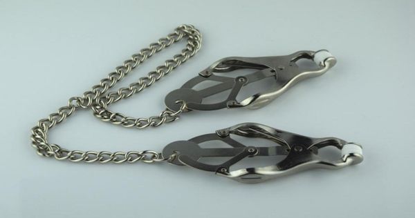 Metallo Argento Adulto BDSM Bondage Sex Toys Foglie gocciolanti Morsetti Clip Con Anello per il seno con catena Fetish per le donne RX0031783446