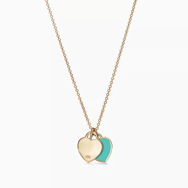 Женские дизайнерские ожерелья, классическое серебро S925, кулон с двойными сердцами, клей без бриллиантов, позолоченное ожерелье «Любовь»