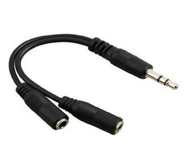 Çift 35mm kulaklık kulaklık ayırıcı aux kablosu 1 giriş bağlantı noktası ve 2 çıkış bağlantı noktası siyah2093985