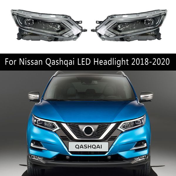 Acessórios do carro luz de circulação diurna streamer indicador de sinal de volta para nissan qashqai led conjunto do farol 18-20 lâmpada dianteira