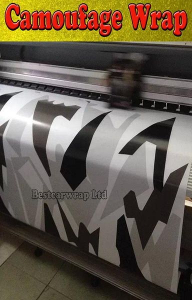 Schwarz-weiß-graues arktisches Tarn-Camouflage-Vinyl für Autofolie, Pixel-Camouflage-Aufkleberfolie mit Luftablass, Fahrzeuggrafik, Größe 152 x 9515970