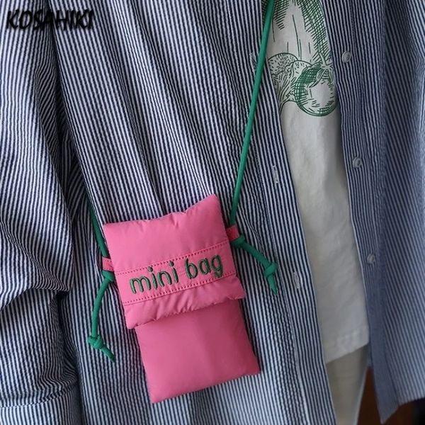 Kawaii милая милая сумка для мобильного телефона с надписью корейские студенты Y2k эстетические сумки через плечо модные универсальные женские мини-240304