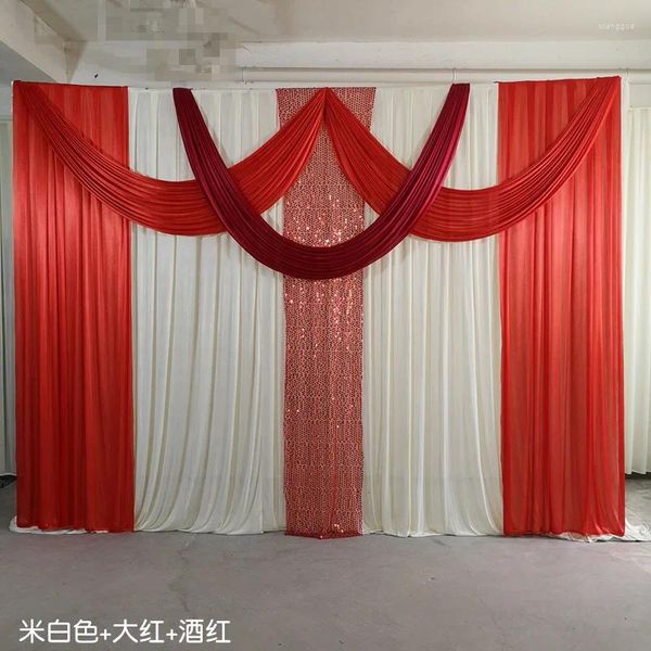 Party-Dekoration, 3 x 4 m, Eis-Seiden-Chiffon-Stoff, eleganter und luxuriöser Hochzeitshintergrund, Swags, drapierter Vorhang für Bühnenveranstaltung