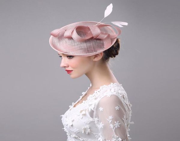 Novo vestido de casamento formal fascinator rosa chapéu com festa de casamento ascots 2020 barato 6415373