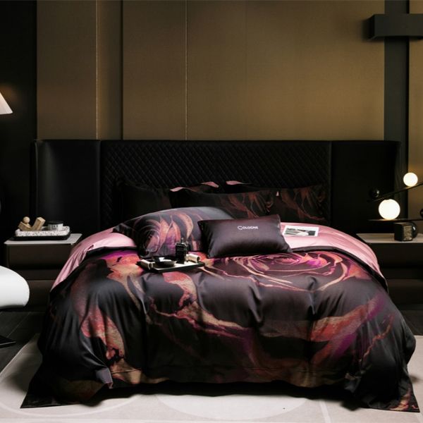 Bettwäsche-Sets, Designer-Bettwäsche, Bettdecken-Set, leichtes, luxuriöses, vierteiliges Set aus hochwertiger, großer, garngefärbter Jacquard-Steppdecke der Bettwäschelinie
