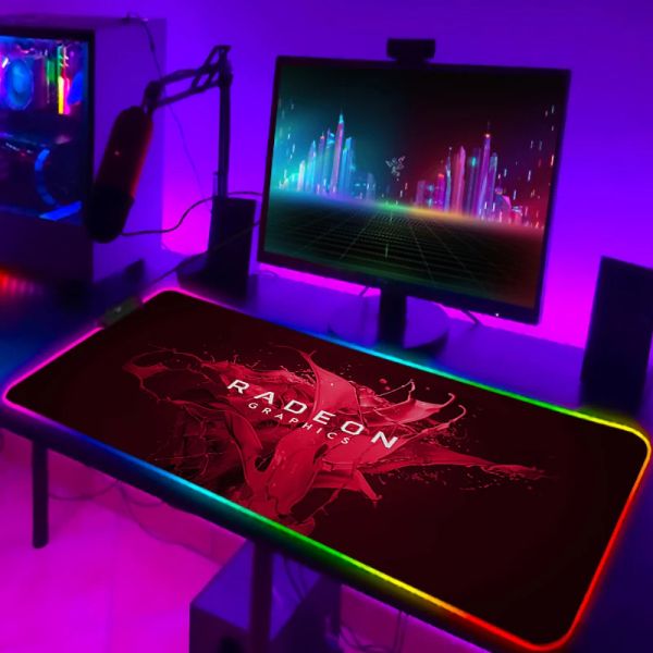 Tappetini Mouse Pad Xxl Luminoso Anime RGB Retroilluminazione da scrivania AMD Gaming con tappetini in filo Tappetino Mousepad Gamer Accessori per PC Mause Tastiera Grande