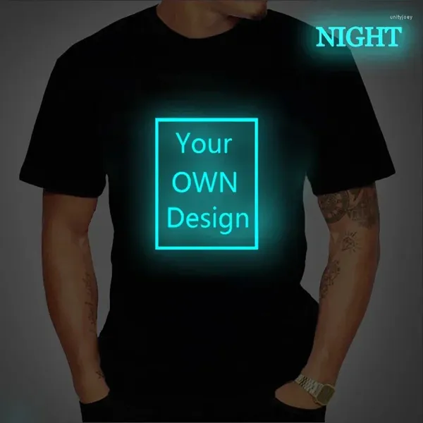 Мужские футболки T-рубашка светящаяся обычная рубашка для мужчин футболка для женщин делает ваш дизайн логотип.