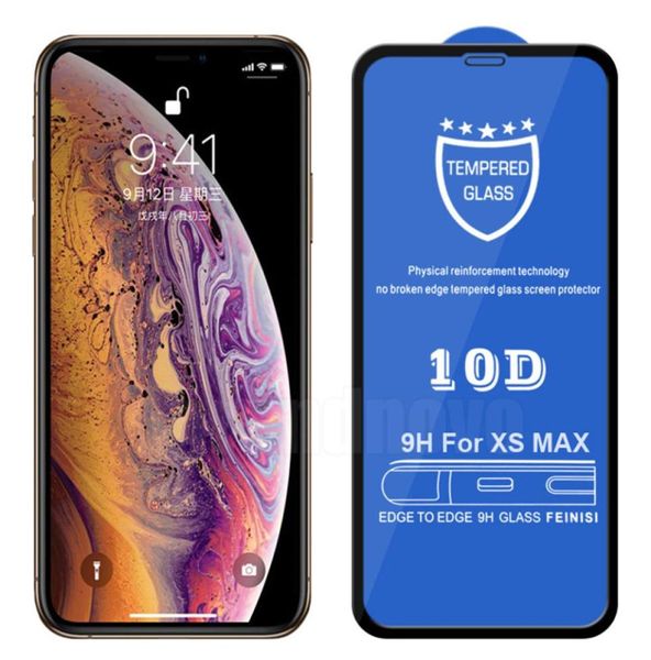 Protettore dello schermo per iPhone 14 pro max 13 mini 12 11 xs xr x 8 7 6 più SE 10d Temped Glass Real 9H Premium Covering di colla completa C5415027