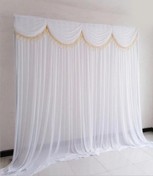 10x10ft Eisseide eleganter Hochzeitshintergrund Vorhang drapiert Hochzeitszubehör Vorhang drapiert Hintergrund für Party-Event TiedPiped1007449