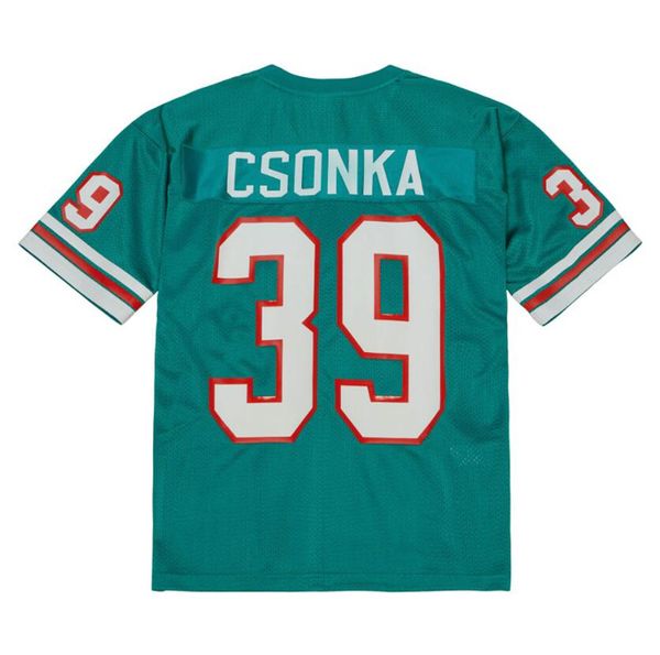 Costurado Futebol Jersey 39 Larry Csonka 1972 1973 Azul Branco Malha Retro Rugby Jerseys Homens Mulheres e Juventude S-6XL