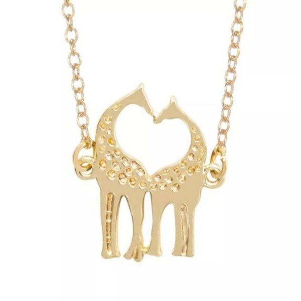 10 pezzi collana di giraffe amorevoli cuore carino semplice adorabile doppia collana di cervi gioielli animali per coppie2996