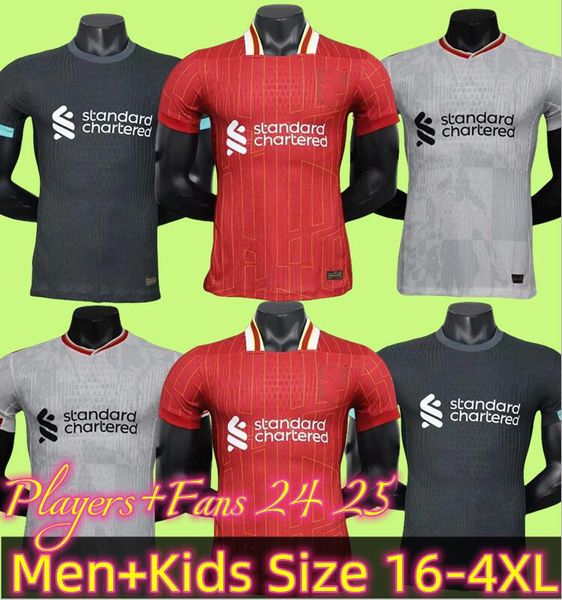 The RedsMohamed Salah Darwin Nunez 24 25 Home and Away Soccer Jersey Dominik Szoboszlai Andy Robertson Alisson Becker Joe Gomez Joel Matip Curtis Jones Kids Kit 951