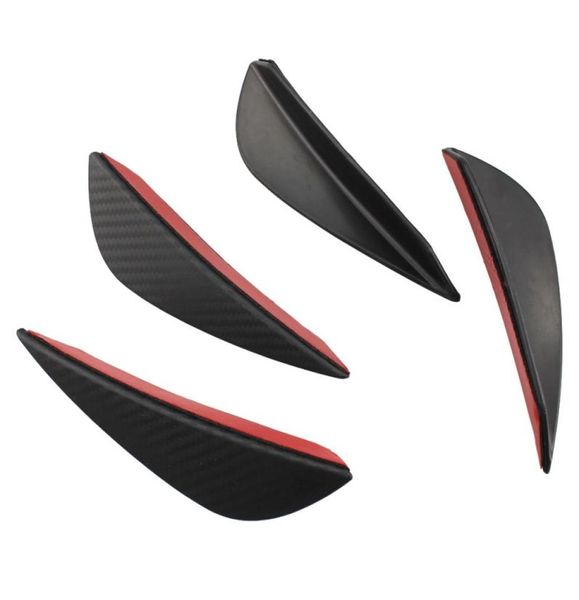 4 Teile/satz Schwarz Carbon Faser Fit Front Lip Splitter Fin Air Knife Auto Body Kit Auto Spoiler Canards Wertigkeit kinn Zubehör 8551653