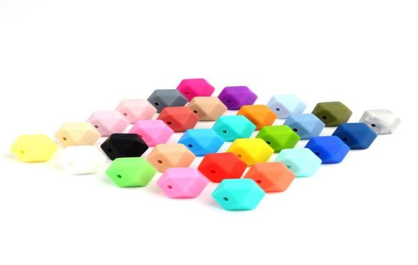 100 pezzi 14mm esagono perline di silicone dentizione bambino massaggiagengive bambino giocattolo fai da te baby shower regalo collana ciuccio catena1653469