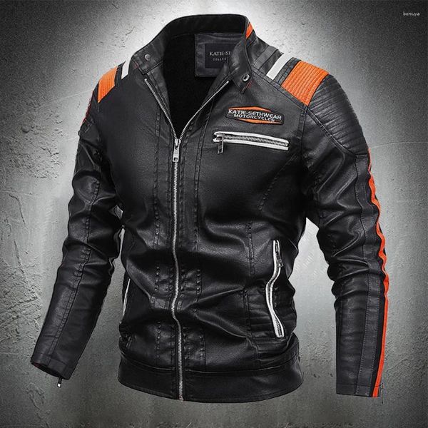 Abbigliamento da motociclista Giacca stile punk da uomo in pelle PU Abbigliamento moda uomo Cappotto autunnale artificiale