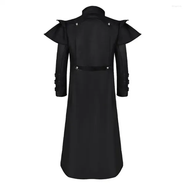 Trench da uomo Cappotto stile retrò di media lunghezza Risvolto color block Medievale Royal Gothic Steampunk Cosplay per Halloween Stage Show