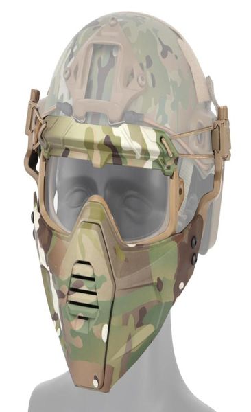 Máscara tática de piloto de paintball airsoft tpu capa facial completa com lente esporte ao ar livre caça cosplay protetor de olho 7486360