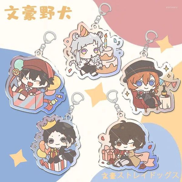 Portachiavi Portachiavi Uomini Bungo Stray Dogs Catena Chiave Donne Anello Acrilico Dazai Osamu Ciondolo Nakahara Chuuya Fascino Del Partito Bambini Anime Regalo