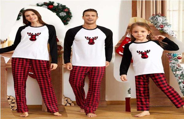 Familien-passende Weihnachtspyjamas Mutter-Kind-Kleidungs-Sets Kinder-Nachtwäsche Kinder-Pyjamas Mutter-Tochter-Elfen-Hirsch-Pjs 2109299543889