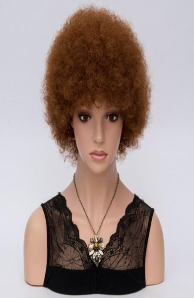 Parrucche afro corte ricce per le donne Parrucca piena sintetica marrone scuro per capelli Rosso brunastro America Parrucca naturale africana Cosplay5623455