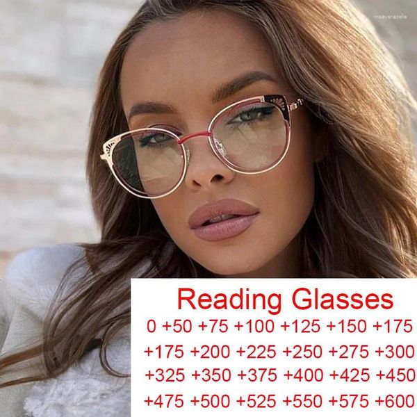 Occhiali da sole unici in oro Cat Eye occhiali da lettura donne designer di marca moda montature per occhiali da donna presbiopia ottica trasparente